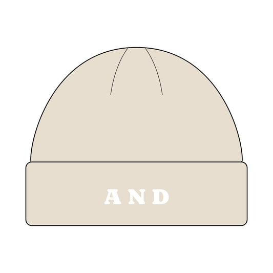 AND Letters Cuff Beanie - Embroidered